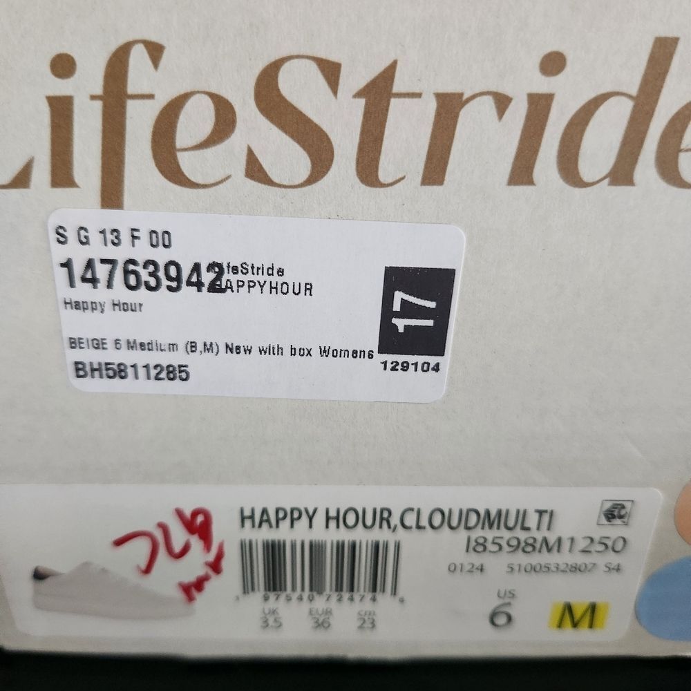 LifeStride Womens Happy Hour Lace Up Fashion Sneaker Cream & Black Size 6 - Picture 2 of 12
